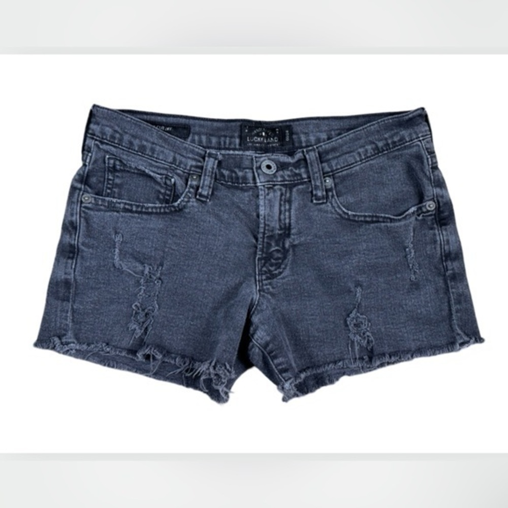 Lucky Brand THE CUT OFF Black Distressed Denim Shorts Women’s Size 00 / 24